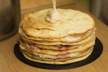 home cooking cake napoleon in process