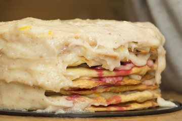 home cooking cake napoleon in process