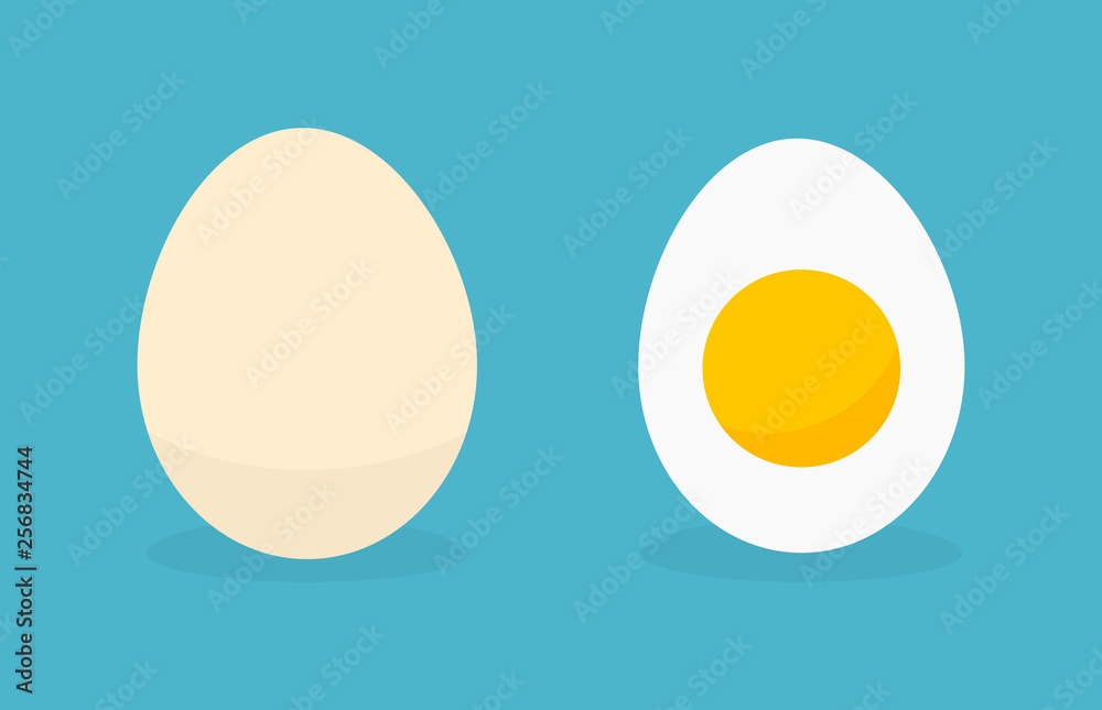 Canvas Prints egg in shell and boild egg icons.