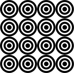 Geometric pattern formed by rows and columns of concentric circles