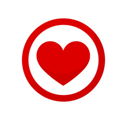 Red heart icon in circle.