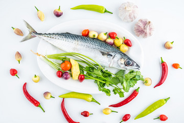 Squid and cooking fresh spice ingredients