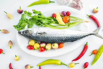 Squid and cooking fresh spice ingredients