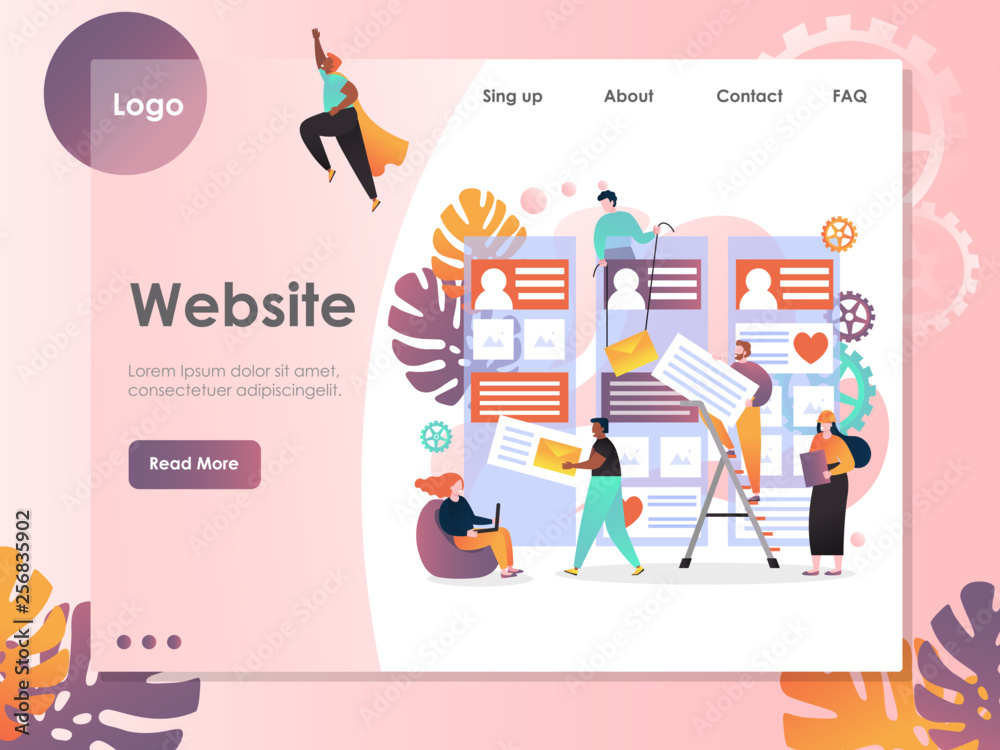 Wall mural web services vector website landing page design template
