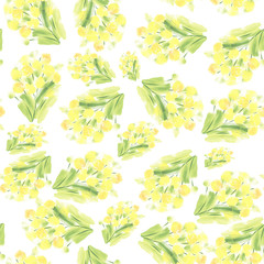 Spring flowers in watercolor technique on texture background, seamless pattern