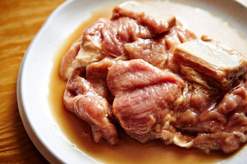 Grilling Korean marinated pork 