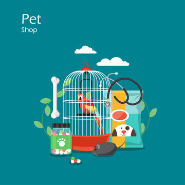Pet shop vector flat style design illustration