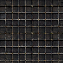 Black metal grid background with square cells