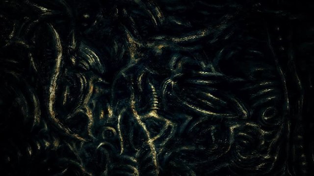 Wall bones imaginary creatures. Animation in the genre of fantasy. Green background.