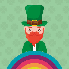 leprechaun saint patrick with rainbow