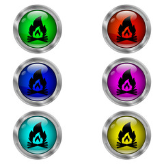 Fire icon. Set of round color icons.