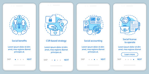 Business ethics onboarding mobile app page screen vector template