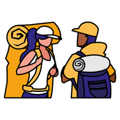 adventurous couple with travelbag