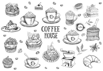 Coffee house menu. Restaurant cafe menu, template design. Food flyer.