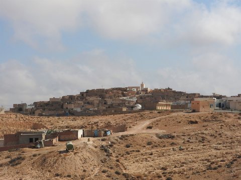 The Berber village of Tamezret Gabes province in the hot desert of North Africa in Tunisia