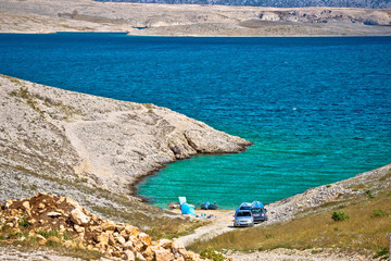 Fototapeta premium Zadar area small beach in stone desert scenery near Zecevo island