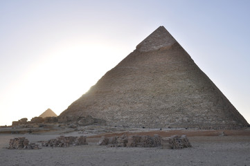 Fototapeta na wymiar Cairo, Egypt - Great pyramids of Giza, Pyramid of Khafre in the sun