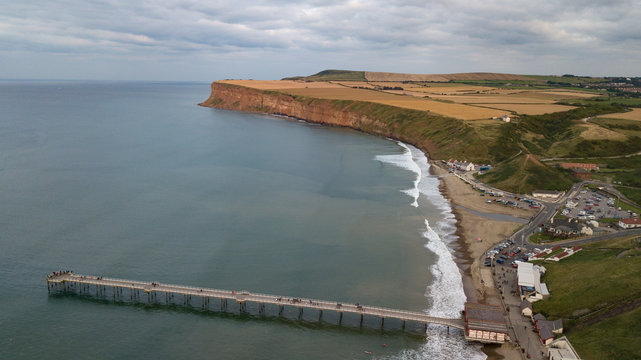 The victorian spa town of Saltburn by the sea in Teesside. Drone photo