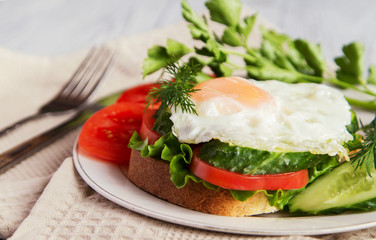 Sandwich with scrambled eggs.