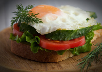 Sandwich with scrambled eggs.