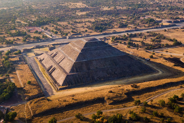 Pyramid of the Sun at the Ancient Aztec City of Teotihuacan, Mexico, Aerial View