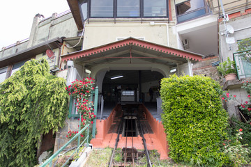 Cable car departure station of oldest operating funicular railroad, Montecatini, Tuscany, Italy.