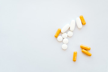The photo of several tablets on a white background