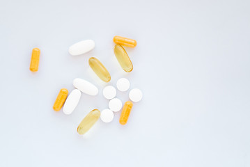 The photo of several tablets on a white background