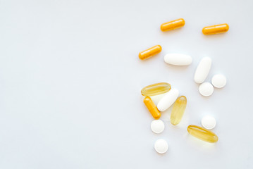 The photo of several tablets on a white background