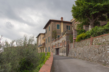 Fototapeta na wymiar Typical street of Montecatini Alto, Tuscany, Italy.