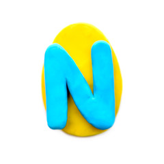 Plasticine letter N in the shape of an Easter egg