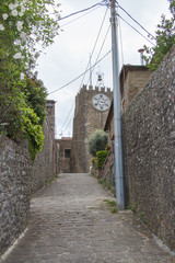 Tower of Carmine or clock tower of Montecatini Alto, Tuscany, Italy.
