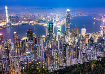 世界三大夜景　香港　ビクトリア・ハーバー - obrazy, fototapety, plakaty