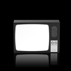 Old television isolated on Black background, 3D Rendering
