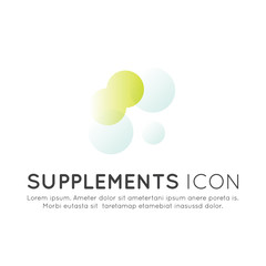 Vector Icon Illustration Logo of food supplements, ingredients and vitaments and elements for bio package labels, natural healthu products design for healthy eating and dieting lifestyle