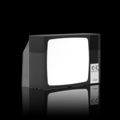 Old television isolated on Black background, 3D Rendering