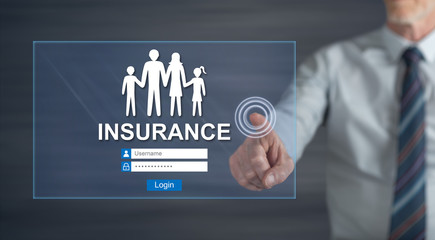 Man touching an insurance concept