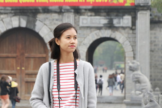woman traveling to Ninh Binh, Vietnam