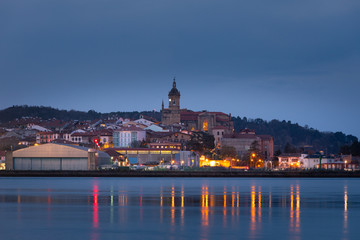 Obraz na płótnie Canvas Hondarribia town at the east basque coast on the Txingudi bat with the Bidasoa river next to Irun and Hendaia, Basque Country.