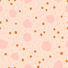Abstract seamless pattern with different Dots. Vector background with Ink Brush strokes. 