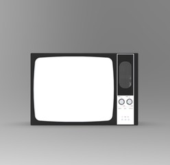 Old television isolated on Gray background, 3D Rendering