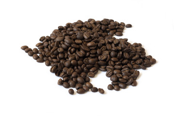 cup of coffee beans isolated on white