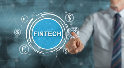 Man touching a fintech concept