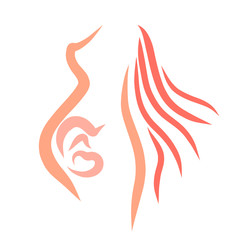 baby inside a pregnant winged woman, before giving birth