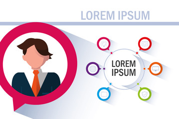 businessman with infographic and business icons