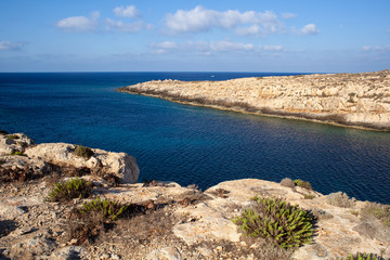 Fototapeta na wymiar View of Cala Galera in the summer season. Lampedusa