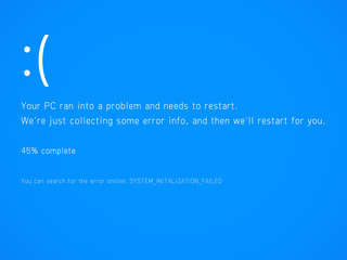 Fototapeta premium Blue Screen of Death. Operating system crash error message. BSOD malfunction report.
