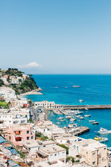 Naklejka premium Capri panorama, Faraglioni, Tyrrhenian sea, Bay of Naples, Italy