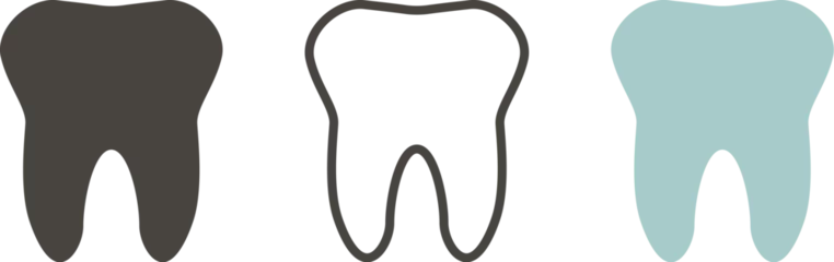 Fotobehang Tooth icon. Dental icons. Teeth in flat and linear design. - vector © 123levit