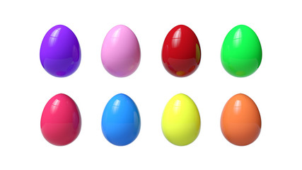 Colorful Easter Eggs Isolated On The White Background - 3D Illustration